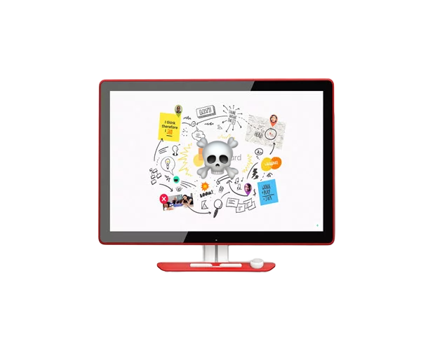 Picture of a Jamboard with skull and crossbones on it, indicating a dead product.