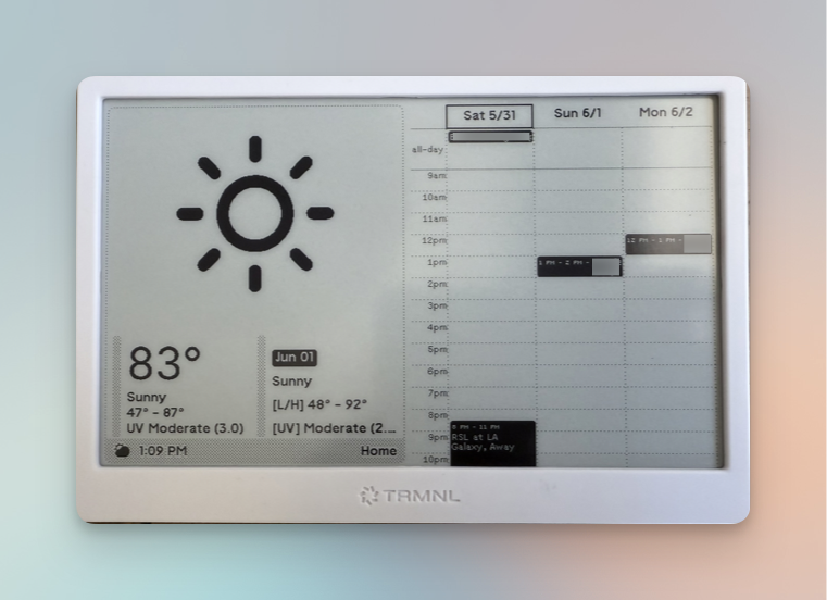 A picture of the TRMNL device in use